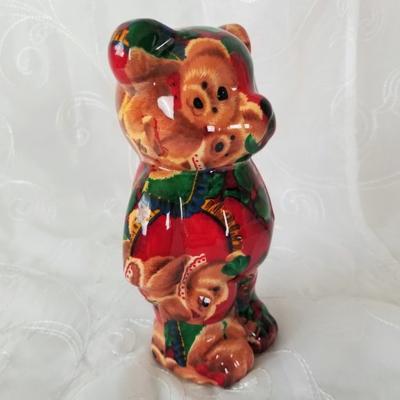 Joan Baker Porcelain Patchwork Teddy Bear Figurine - Picture 4 of 10